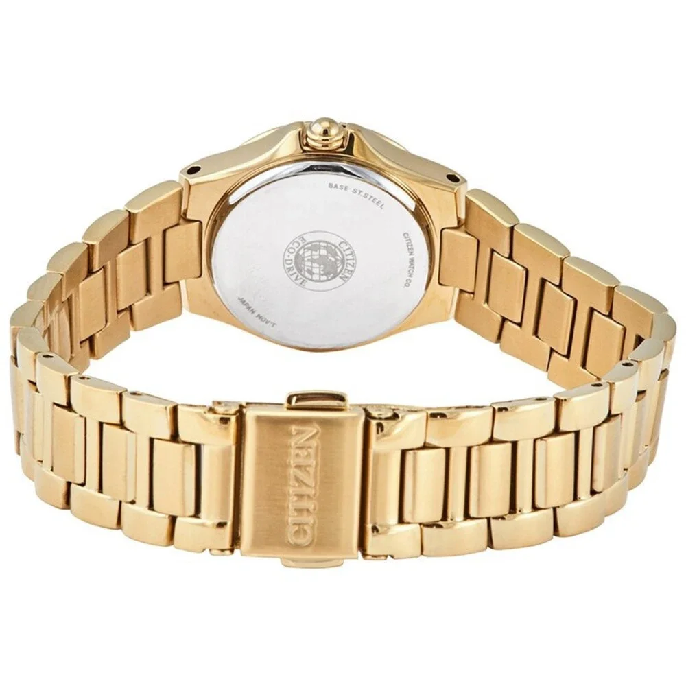 CITIZEN ECO-DRIVE EW1532-61D WHITE DIAL GOLD BRACELET 26MM WOMENS WATCH